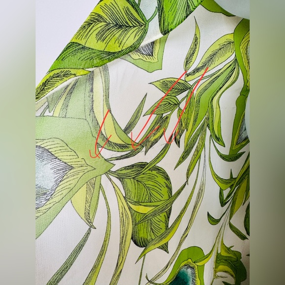 Calvin Klein Green & Blue Floral Print Rectangular Scarf - Picture 7 of 9